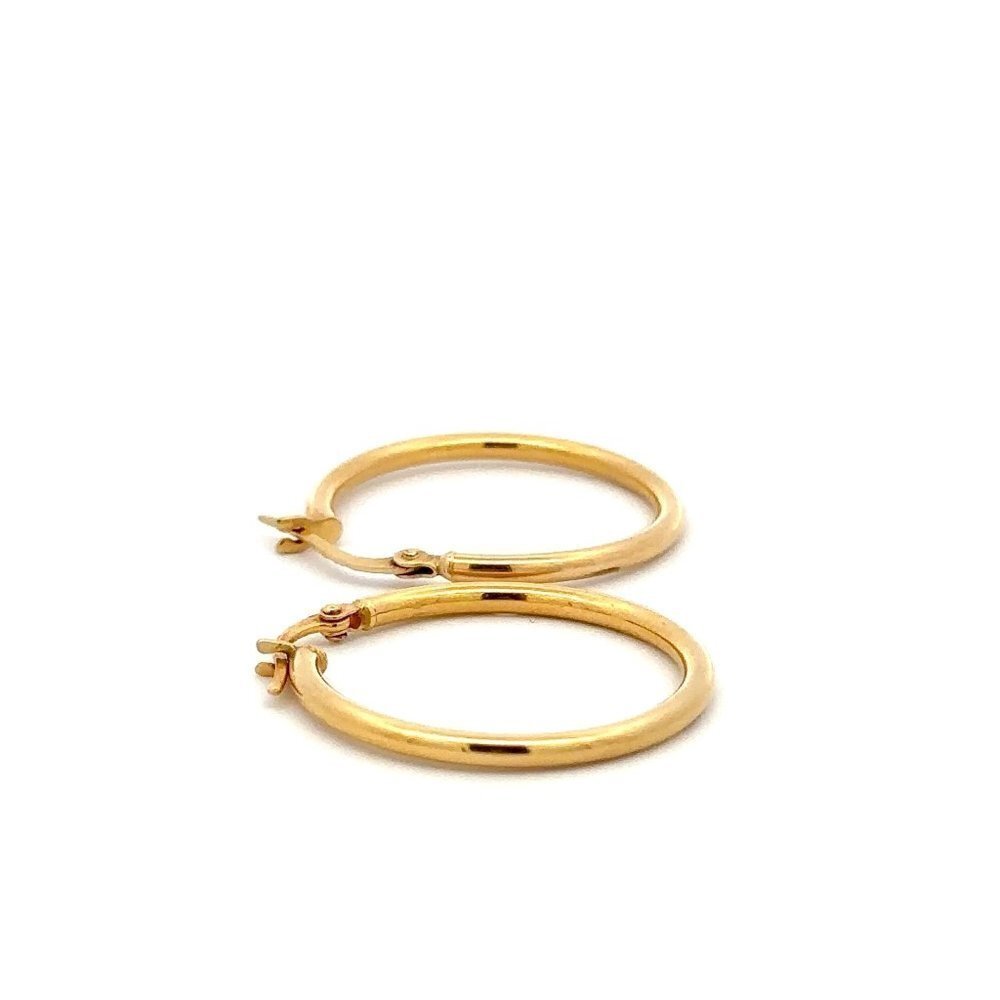18K Gold Earrings Hoops Polished 1.48 grams - Picture 3 of 9